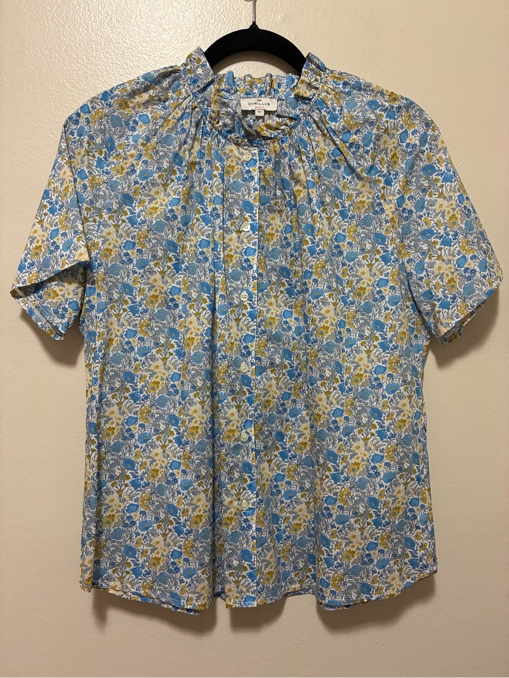 Cyrillus Blue and Yellow Floral Blouse size 44